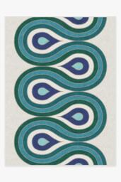 Milano Peacock Flatwoven Rug by Jonathan Adler Blue - 275x365 - Machine Washable Area Rug - Kid & Pet Friendly - Indoor Rugs - Ruggable - thumbnail 1