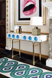 Milano Peacock Flatwoven Rug by Jonathan Adler Blue - 275x365 - Machine Washable Area Rug - Kid & Pet Friendly - Indoor Rugs - Ruggable - thumbnail 2