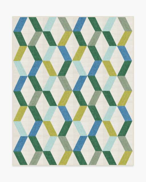 Kya Teal Flatwoven Rug - 245x305 - Machine Washable Area Rug - Kid & Pet Friendly - Indoor Rugs - Ruggable - image 1