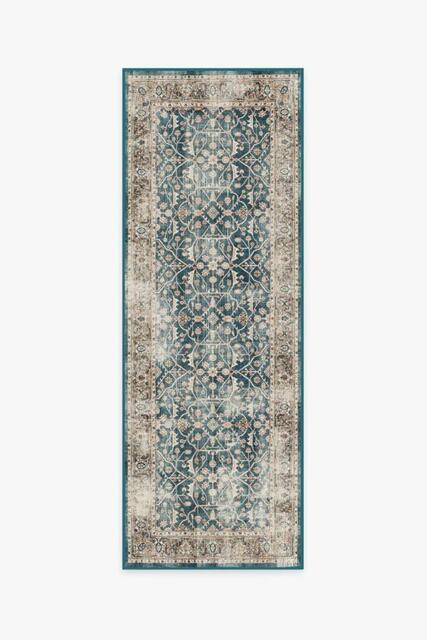 Celestine Teal Blue Flatwoven Rug - 75x215 - Machine Washable Area Rug - Kid & Pet Friendly - Indoor Rugs - Ruggable - image 1