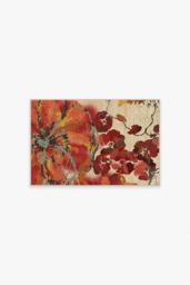 Watercolour Floral Coral Rug - 60x90 - Machine Washable Area Rug - Kid & Pet Friendly - Indoor Rugs - Ruggable - thumbnail 1