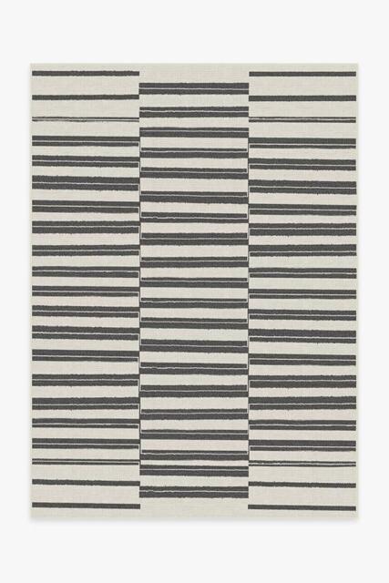 Offset Stripe Black Outdoor Rug - 150x215 - Machine Washable Area Rug - Kid & Pet Friendly - Outdoor Rugs - Ruggable - image 1