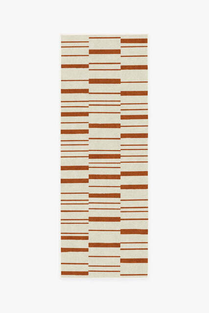 Broken Stripe Rust Orange Rug - 75x215 - Machine Washable Area Rug - Kid & Pet Friendly - Indoor Rugs - Ruggable