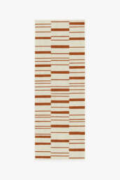 Broken Stripe Rust Orange Rug - 75x215 - Machine Washable Area Rug - Kid & Pet Friendly - Indoor Rugs - Ruggable - thumbnail 1