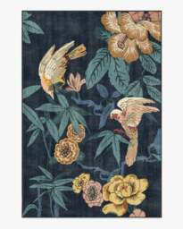 Bamboo & Bird Indigo Flatwoven Rug by Sanderson - 185x275 - Machine Washable Area Rug - Kid & Pet Friendly - Indoor Rugs - Ruggable - thumbnail 1