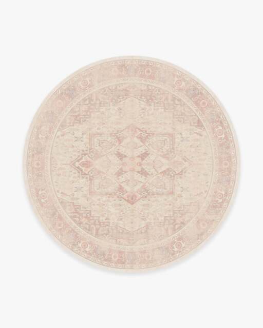 Kamran Soft Pink Flatwoven Rug - 245 Round - Machine Washable Area Rug - Kid & Pet Friendly - Indoor Rugs - Ruggable - image 1