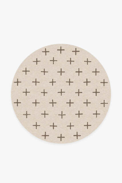 Crosby Ivory & Taupe Rug - 185 Round - Machine Washable Area Rug - Kid & Pet Friendly - Indoor Rugs - Ruggable - image 1