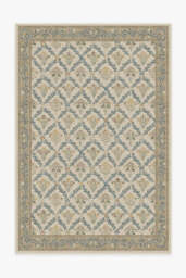 Bellflowers Ivory & Gold Flatwoven Rug by Morris & Co. - 185x275 - Machine Washable Area Rug - Kid & Pet Friendly - Indoor Rugs - Ruggable
