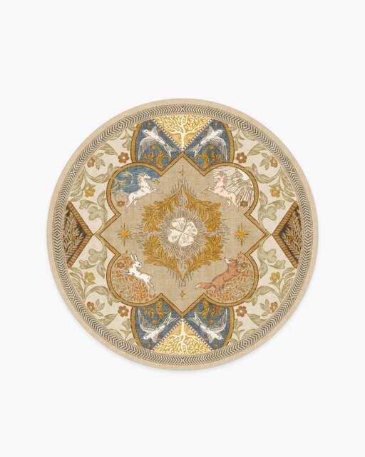 Woodland Wanderer Medallion Natural Flatwoven Rug - 185 Round - Machine Washable Area Rug - Kid & Pet Friendly - Indoor Rugs - Ruggable - image 1
