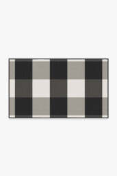 Gingham Plaid Black & White Outdoor Rug - 90x150 - Machine Washable Area Rug - Kid & Pet Friendly - Indoor Rugs - Ruggable - thumbnail 1
