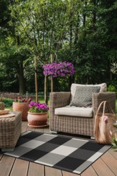 Gingham Plaid Black & White Outdoor Rug - 90x150 - Machine Washable Area Rug - Kid & Pet Friendly - Indoor Rugs - Ruggable - thumbnail 2