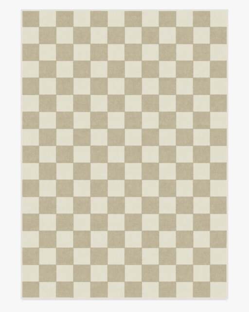 Jaque Checkered Stone Flatwoven Rug Beige - 305x425 - Machine Washable Area Rug - Kid & Pet Friendly - Indoor Rugs - Ruggable - image 1