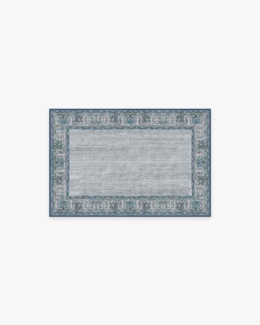 Vintage Daisy Bordered Blue Rug - 60x90 - Machine Washable Area Rug - Kid & Pet Friendly - Indoor Rugs - Ruggable - image 1