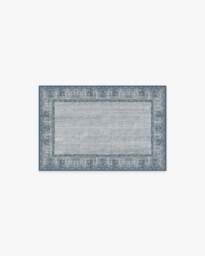 Vintage Daisy Bordered Blue Rug - 60x90 - Machine Washable Area Rug - Kid & Pet Friendly - Indoor Rugs - Ruggable - thumbnail 1