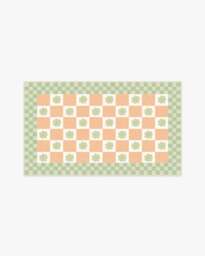 Mini Daisy Chequerboard Pink Rug - 90x150 - Machine Washable Area Rug - Kid & Pet Friendly - Indoor Rugs - Ruggable - thumbnail 1