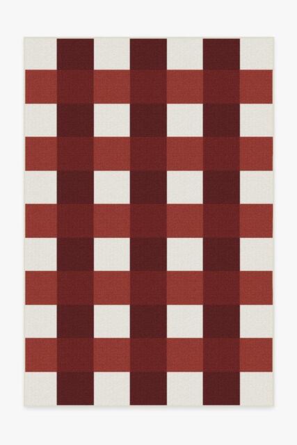 Gingham Plaid Red & White Outdoor Rug - 185x275 - Machine Washable Area Rug - Kid & Pet Friendly - Indoor Rugs - Ruggable - image 1
