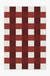 Gingham Plaid Red & White Outdoor Rug - 185x275 - Machine Washable Area Rug - Kid & Pet Friendly - Indoor Rugs - Ruggable - thumbnail 1