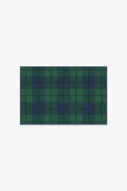 Buffalo Plaid Blackwatch Flatwoven Rug Green - 60x90 - Machine Washable Area Rug - Kid & Pet Friendly - Indoor Rugs - Ruggable - image 1