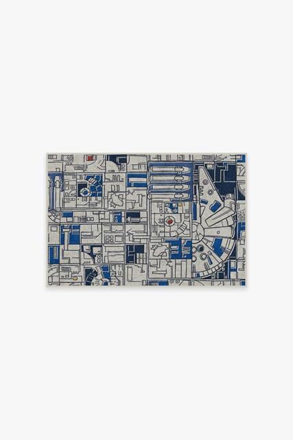Smugglers Geo R2D2 Blue Flatwoven Rug - 60x90 - Machine Washable Area Rug - Kid & Pet Friendly - Indoor Rugs - Ruggable - image 1