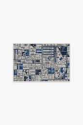 Smugglers Geo R2D2 Blue Flatwoven Rug - 60x90 - Machine Washable Area Rug - Kid & Pet Friendly - Indoor Rugs - Ruggable - thumbnail 1