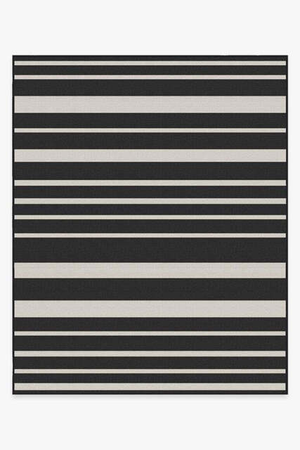 Sailmaker Stripe Black Outdoor Rug - 245x305 - Machine Washable Area Rug - Kid & Pet Friendly - Outdoor Rugs - Ruggable - image 1