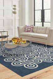 Pompidou Slate Blue Rug by Jonathan Adler - 185x275 - Machine Washable Area Rug - Kid & Pet Friendly - Indoor Rugs - Ruggable - thumbnail 2