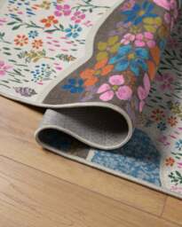 Flower Fields Pastel Multicolour Rug Blue - 90x150 - Machine Washable Area Rug - Kid & Pet Friendly - Indoor Rugs - Ruggable - thumbnail 2