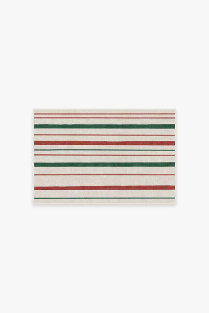 Hudson Stripe Red & Green Rug - 60x90 - Machine Washable Area Rug - Kid & Pet Friendly - Indoor Rugs - Ruggable - image 1