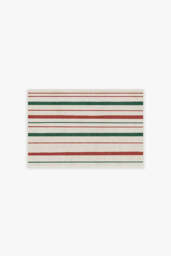Hudson Stripe Red & Green Rug - 60x90 - Machine Washable Area Rug - Kid & Pet Friendly - Indoor Rugs - Ruggable - thumbnail 1