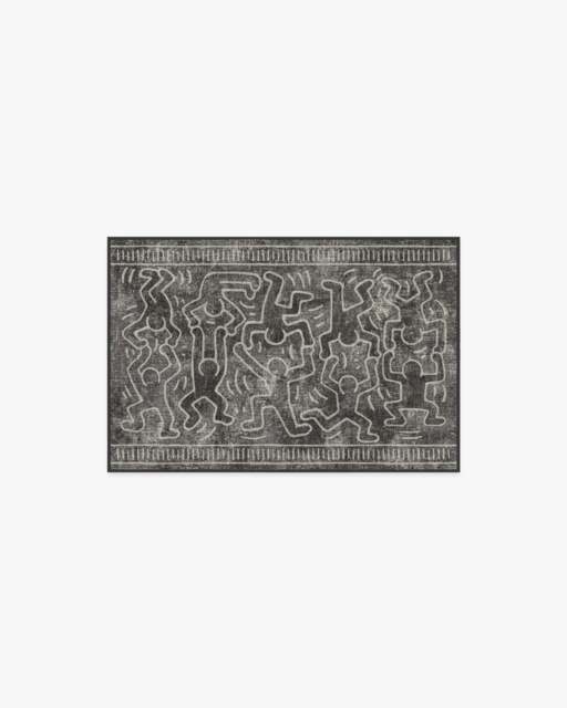 Balancing Act Black Rug by Keith Haring - 60x90 - Machine Washable Area Rug - Kid & Pet Friendly - Indoor Rugs - Ruggable - image 1
