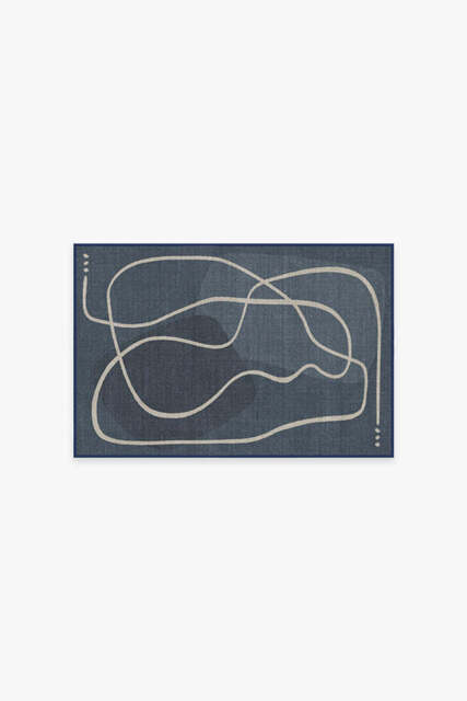 Strova Dusk Blue Flatwoven Rug - 60x90 - Machine Washable Area Rug - Kid & Pet Friendly - Indoor Rugs - Ruggable - image 1