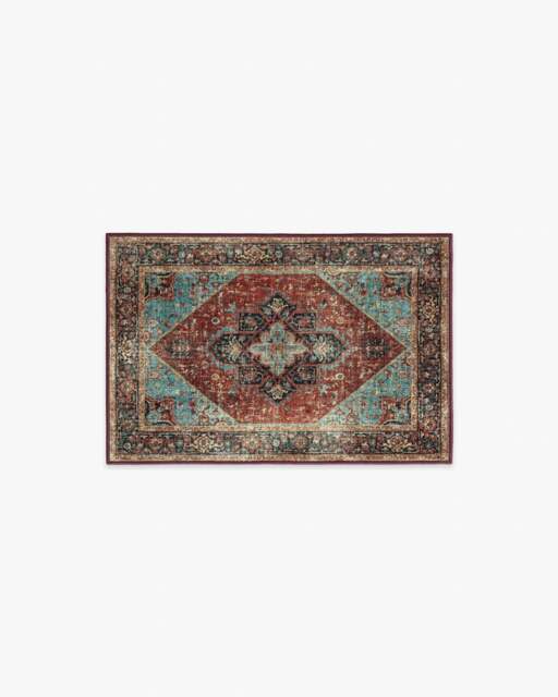 Santiago Crimson & Light Blue Rug - 60x90 - Machine Washable Area Rug - Kid & Pet Friendly - Indoor Rugs - Ruggable - image 1