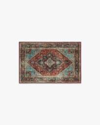 Santiago Crimson & Light Blue Rug - 60x90 - Machine Washable Area Rug - Kid & Pet Friendly - Indoor Rugs - Ruggable - thumbnail 1