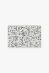 The Saga Delft Blue Flatwoven Rug - 60x90 - Machine Washable Area Rug - Kid & Pet Friendly - Indoor Rugs - Ruggable - thumbnail 1