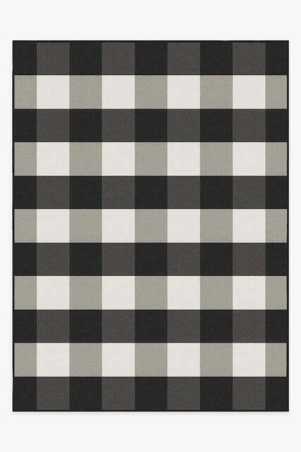 Gingham Plaid Black & White Outdoor Rug - 275x365 - Machine Washable Area Rug - Kid & Pet Friendly - Outdoor Rugs - Ruggable - image 1