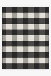 Gingham Plaid Black & White Outdoor Rug - 275x365 - Machine Washable Area Rug - Kid & Pet Friendly - Outdoor Rugs - Ruggable - thumbnail 1