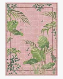 Palm House Rose Flatwoven Rug by Sanderson Pink - 305x425 - Machine Washable Area Rug - Kid & Pet Friendly - Indoor Rugs - Ruggable