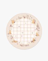A Picnic Together Cream Multicolour Rug Beige - 185 Round - Machine Washable Area Rug - Kid & Pet Friendly - Indoor Rugs - Ruggable