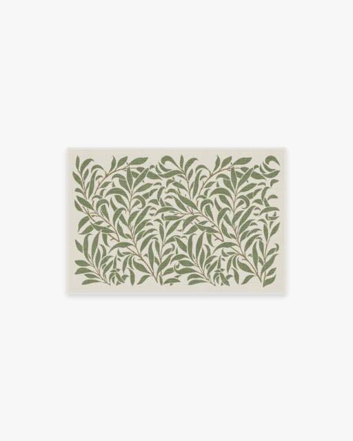 Pure Willow Boughs Green Flatwoven Rug by Morris & Co. - 60x90 - Machine Washable Area Rug - Kid & Pet Friendly - Indoor Rugs - Ruggable - image 1