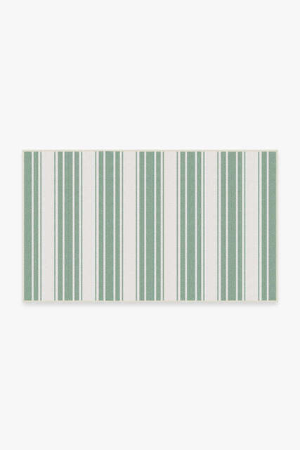 Marina Stripe Sage Green Outdoor Rug - 90x150 - Machine Washable Area Rug - Kid & Pet Friendly - Indoor Rugs - Ruggable - image 1