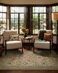 Strawberry Thief Sage & Rose Flatwoven Rug by Morris & Co. - 200x290 - Machine Washable Area Rug - Kid & Pet Friendly - Indoor Rugs - Ruggable - thumbnail 3