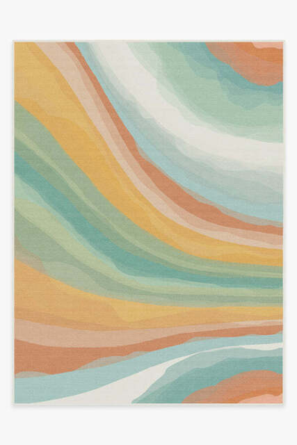 Watercolor Waves Copper Jade Outdoor Rug - 275x365 - Machine Washable Area Rug - Kid & Pet Friendly - Indoor Rugs - Ruggable - image 1
