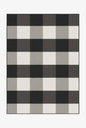 Gingham Plaid Black & White Outdoor Rug - 150x215 - Machine Washable Area Rug - Kid & Pet Friendly - Indoor Rugs - Ruggable