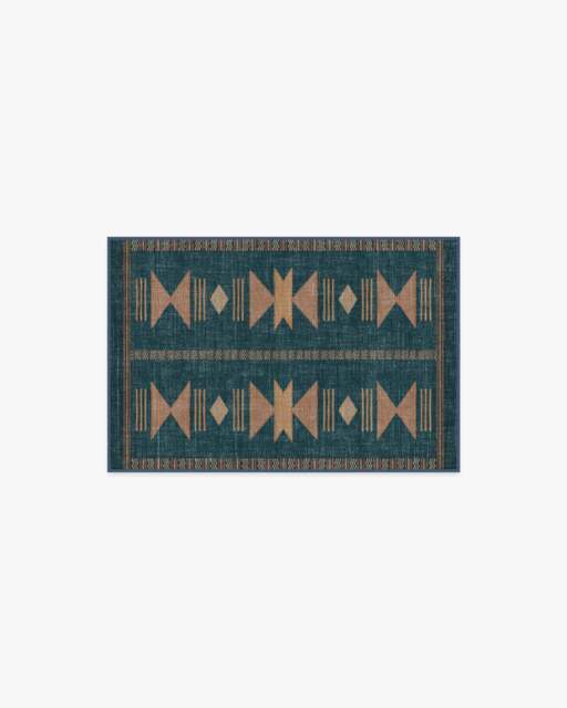 Lark Blue & Rose Rug - 60x90 - Machine Washable Area Rug - Kid & Pet Friendly - Indoor Rugs - Ruggable - image 1