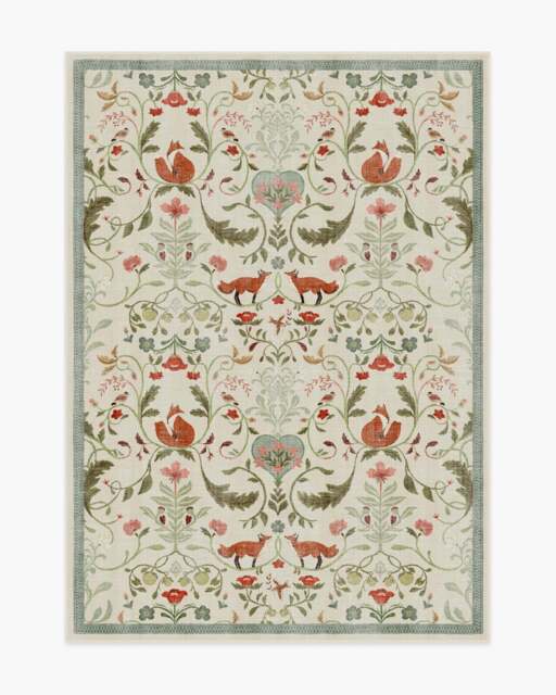 Foxfen Ivory Multicolour Flatwoven Rug - 150x215 - Machine Washable Area Rug - Kid & Pet Friendly - Indoor Rugs - Ruggable - image 1
