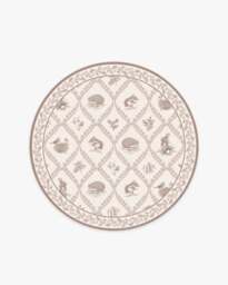 Squirrel & Hedgehog Fawn Flatwoven Rug by Sanderson Beige - 185 Round - Machine Washable Area Rug - Kid & Pet Friendly - Indoor Rugs - Ruggable - thumbnail 1