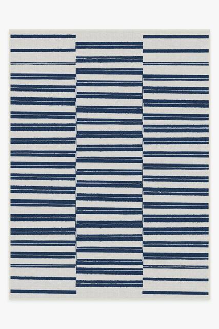 Offset Stripe Navy Outdoor Rug - 275x365 - Machine Washable Area Rug - Kid & Pet Friendly - Outdoor Rugs - Ruggable - image 1