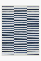 Offset Stripe Navy Outdoor Rug - 275x365 - Machine Washable Area Rug - Kid & Pet Friendly - Outdoor Rugs - Ruggable - thumbnail 1
