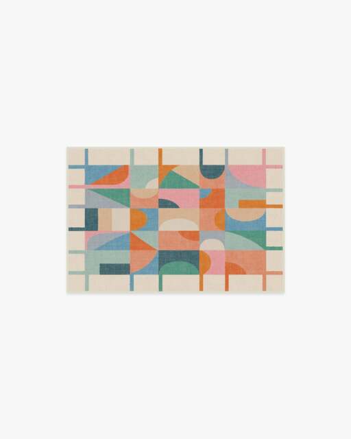 Jennie Multicolour Flatwoven Rug Orange - 60x90 - Machine Washable Area Rug - Kid & Pet Friendly - Indoor Rugs - Ruggable - image 1