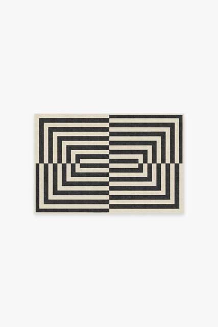 Op Art Charcoal Flatwoven Rug by Jonathan Adler - 60x90 - Machine Washable Area Rug - Kid & Pet Friendly - Indoor Rugs - Ruggable - image 1
